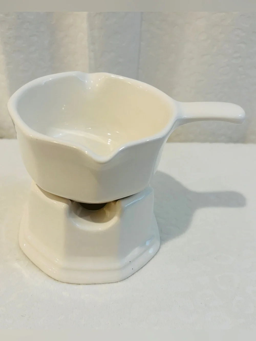 Vintage Pfaltzgraff USA Individual Fondue Pot Butter Warmer White Ceramic